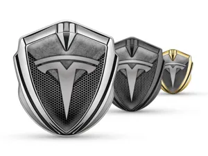 Tesla Emblem Silicon Badge Tuning Style Shiny Top